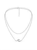 Black Silver Tide Layered Illusion Necklace packshot product photo