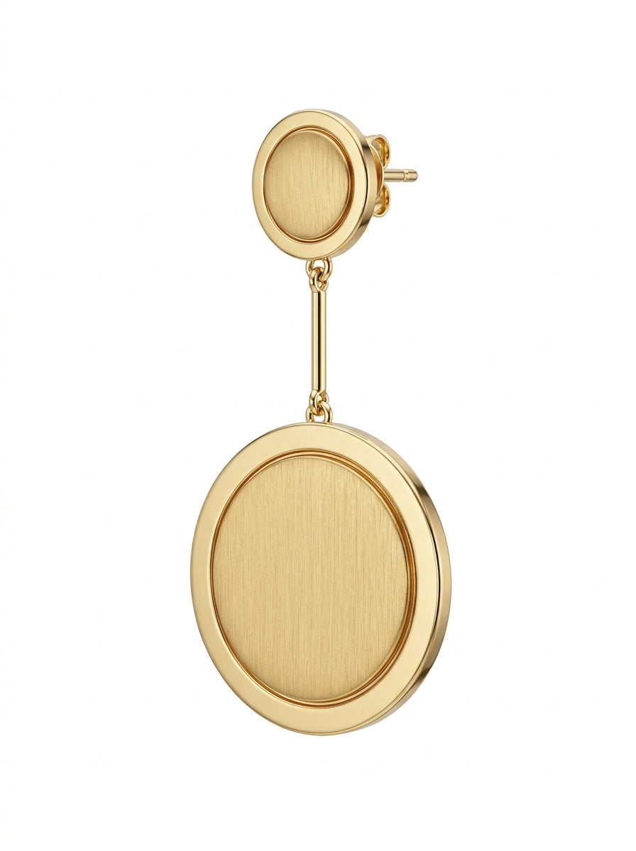 Crystal Solstice Gold Disc Dangle Earrings packshot product photo