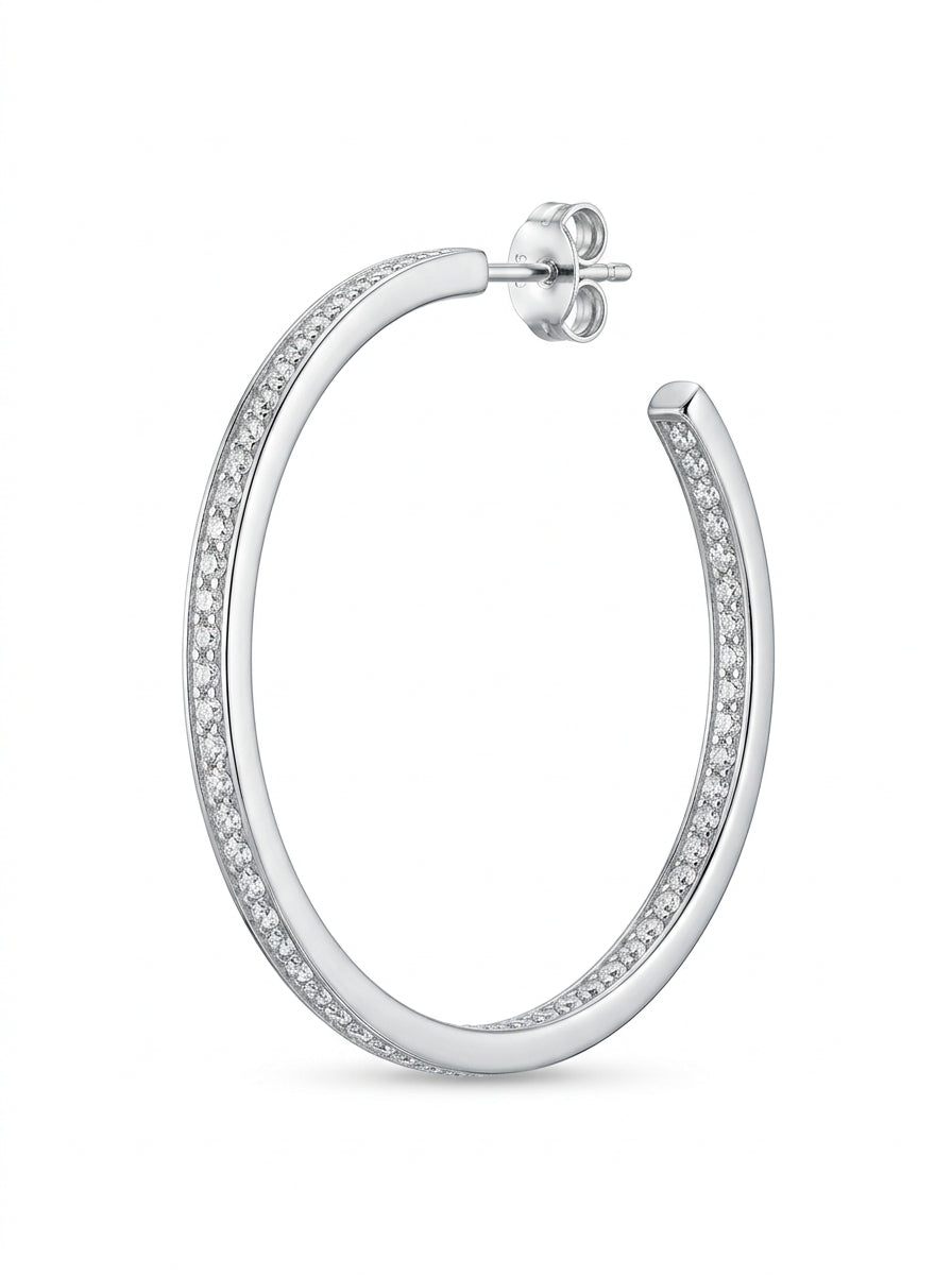 Silver Starlight Crystal Hoop Earrings packshot product photo