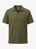 Olive Summit Waffle Knit Polo packshot product photo