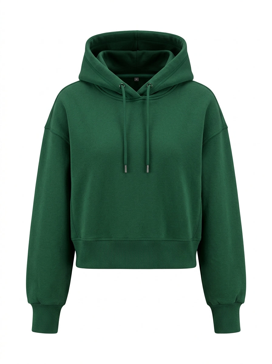Forest Green Trailsoft Cropped Utility Hoodie packshot product photo
