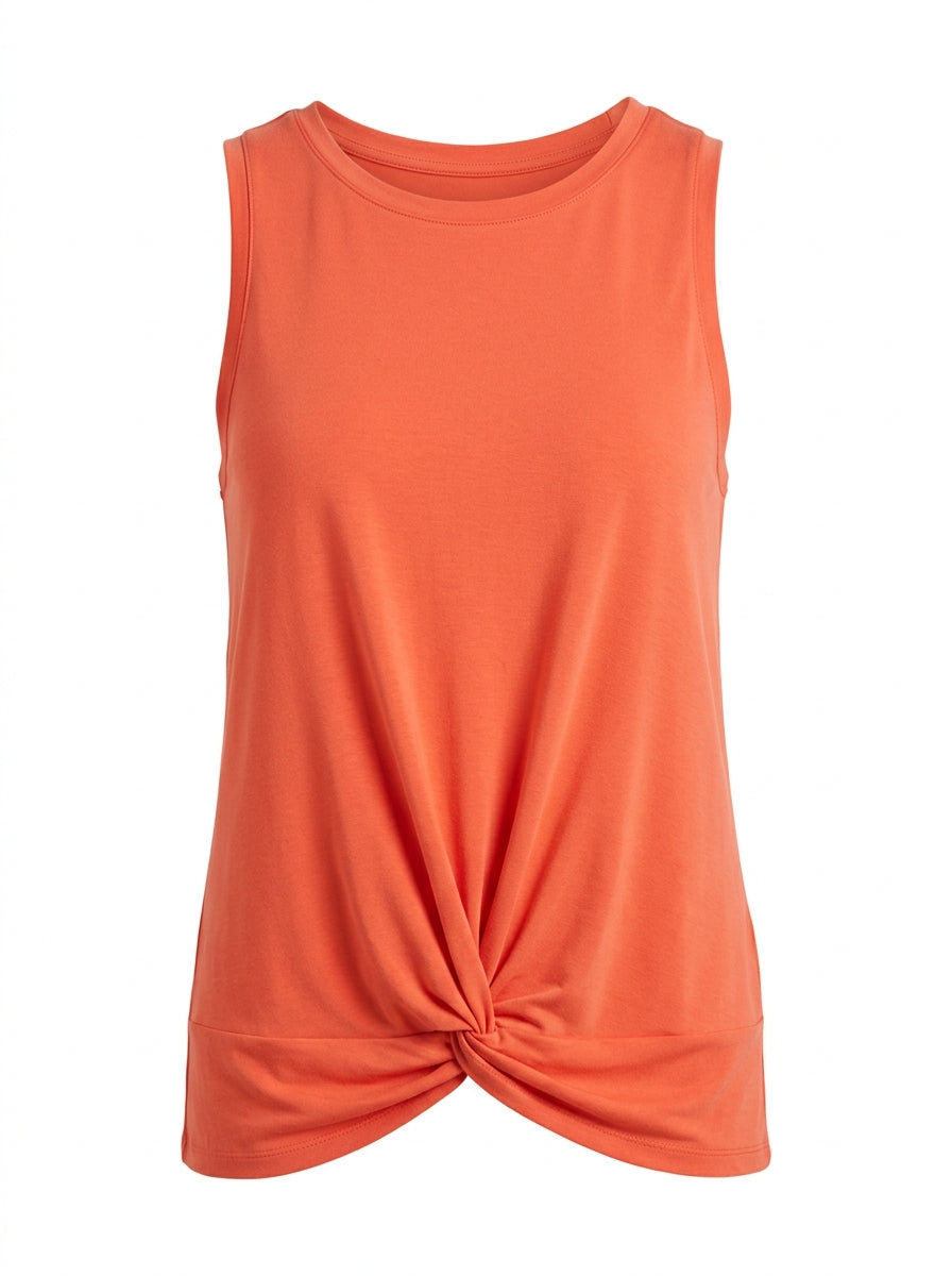 Coral Weekend Knot Hem Tank packshot product photo