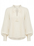 Ivory Willow Lace-Trim Poet Blouse packshot product photo